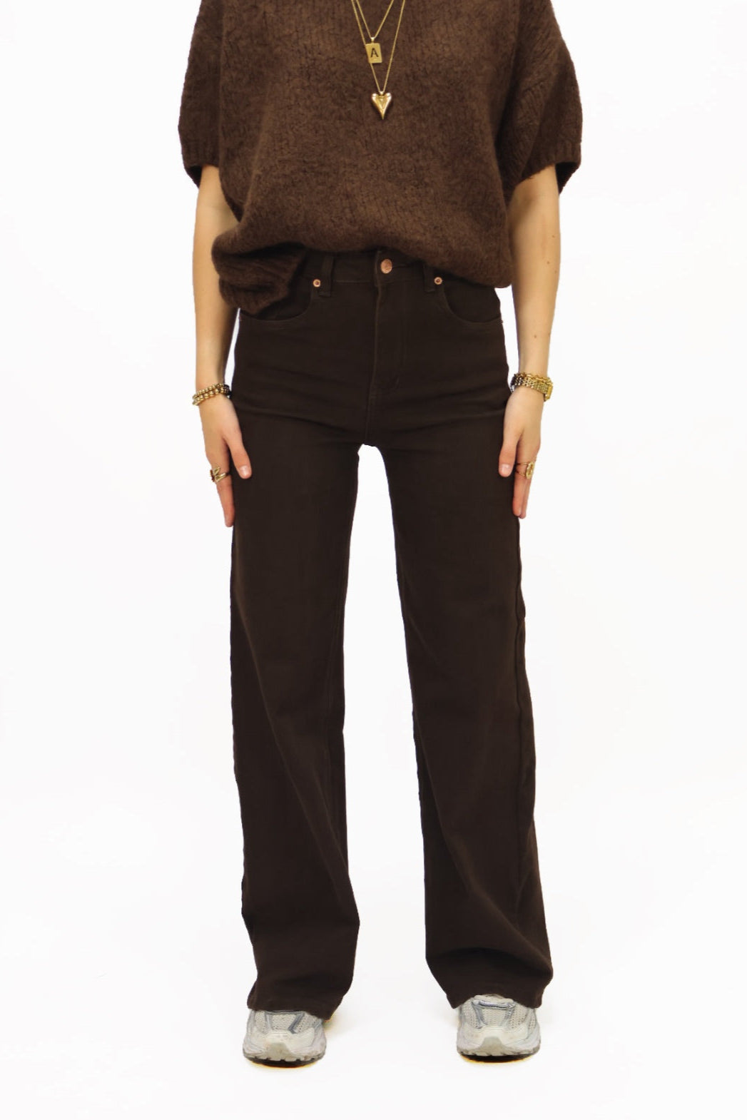 Kate Wide Leg Jeans - Brown | KT741-16