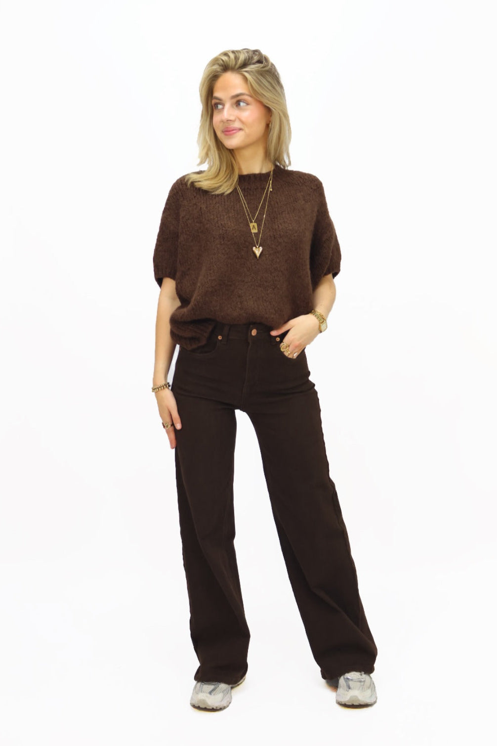 Kate Wide Leg Jeans - Brown | KT741-16