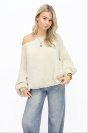 Get comfy knit off shoulder - Creme