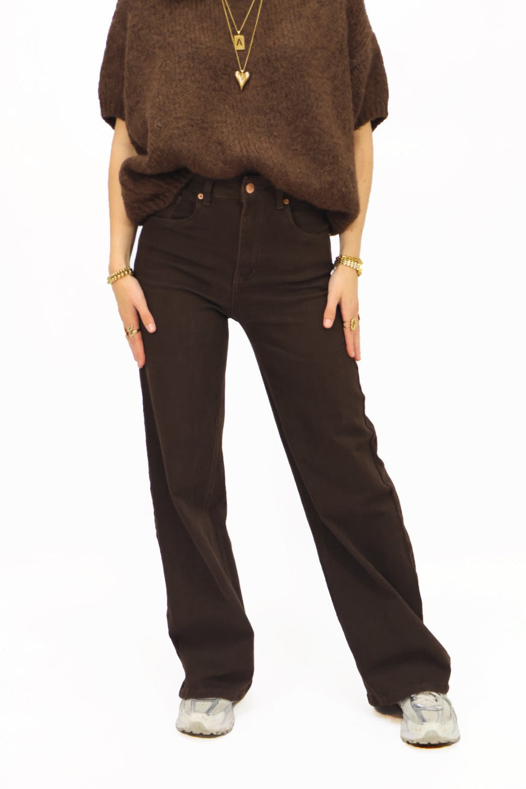 Kate Wide Leg Jeans - Brown | KT741-16