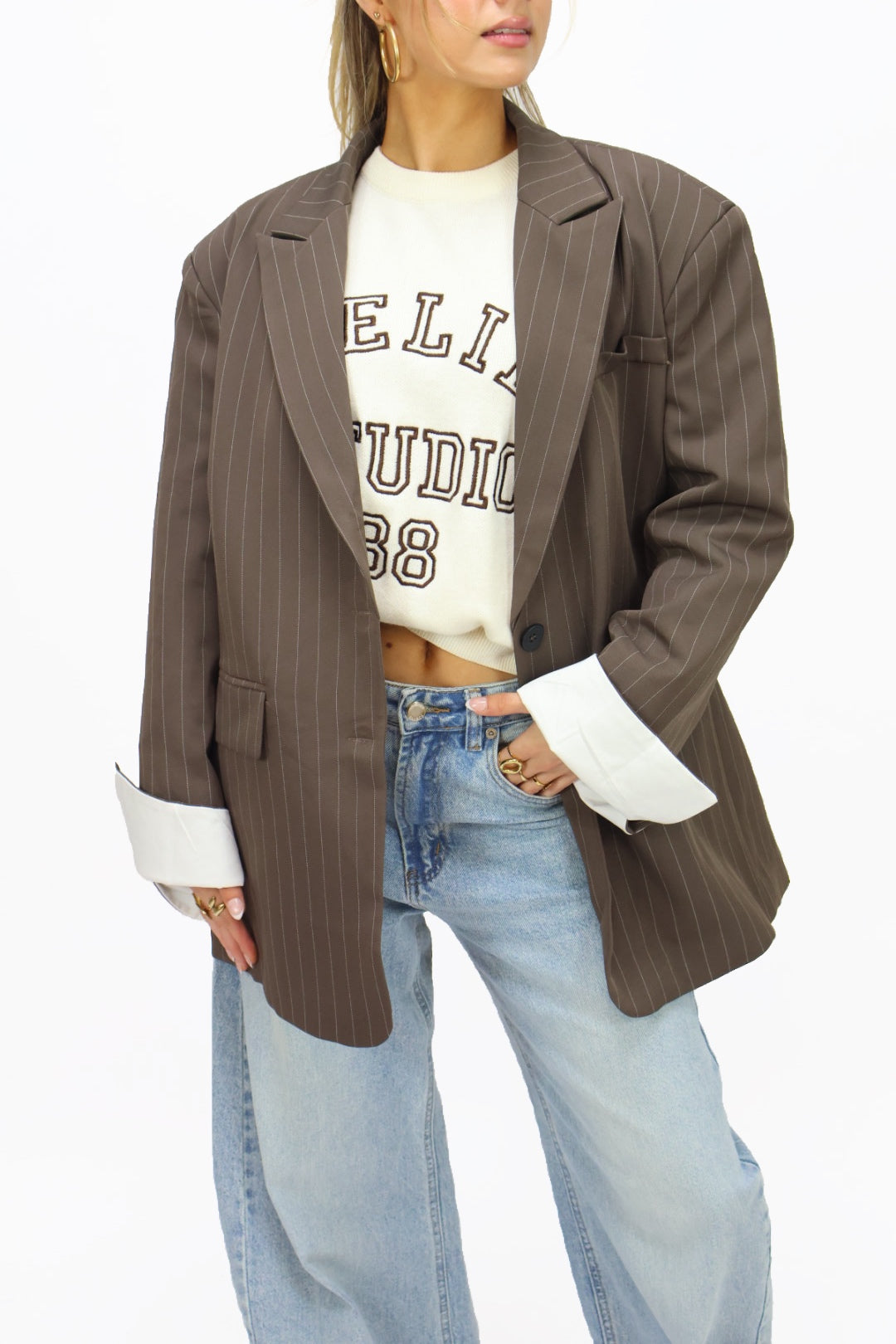 Teddy blazer striped - Brown