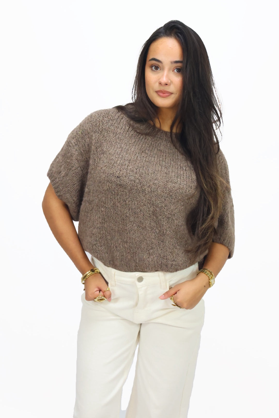 Get Comfy Knit korte mouw - Brown