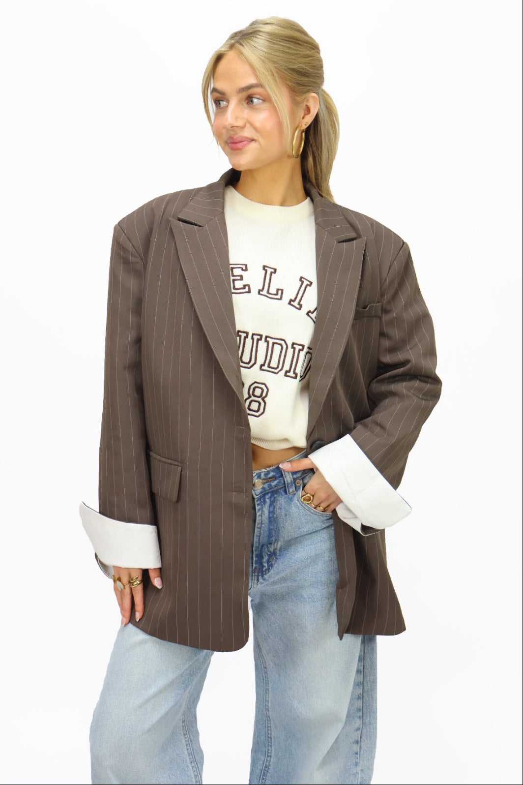 Teddy blazer striped - Brown