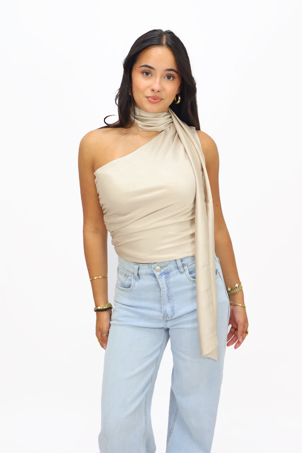 Satin Lynn Top - Beige