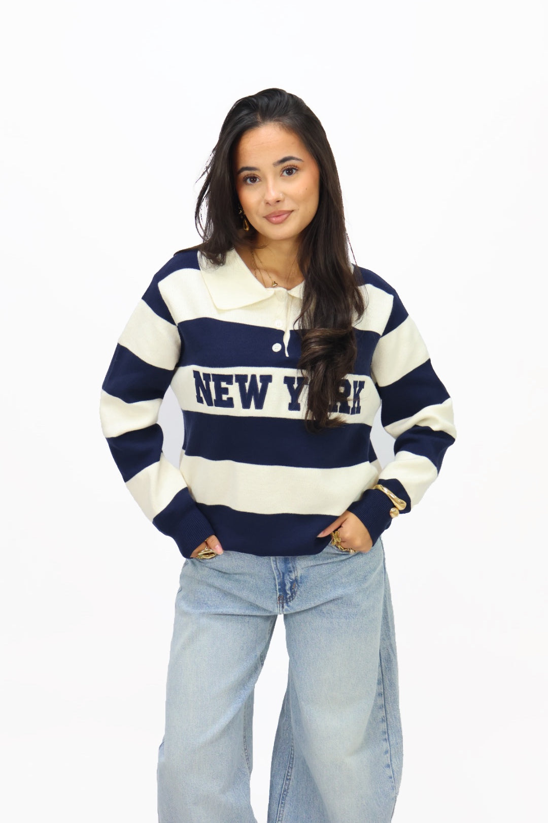 New york sweater - Creme/Navy