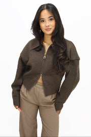 Olive zip vest - Brown