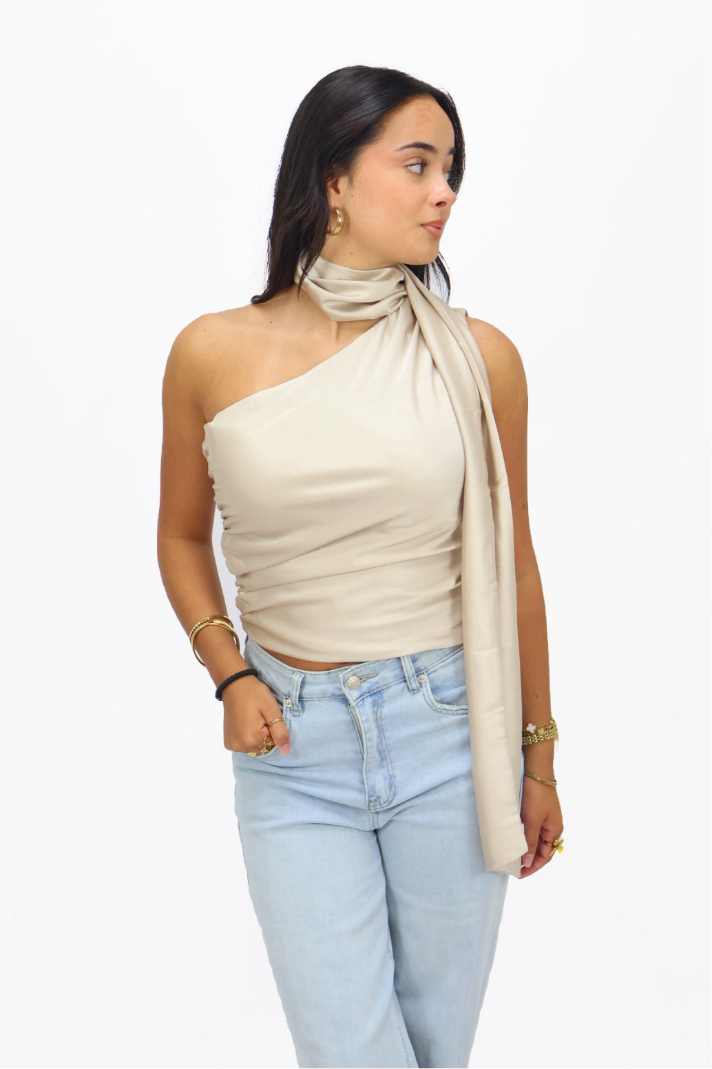 Satin Lynn Top - Beige