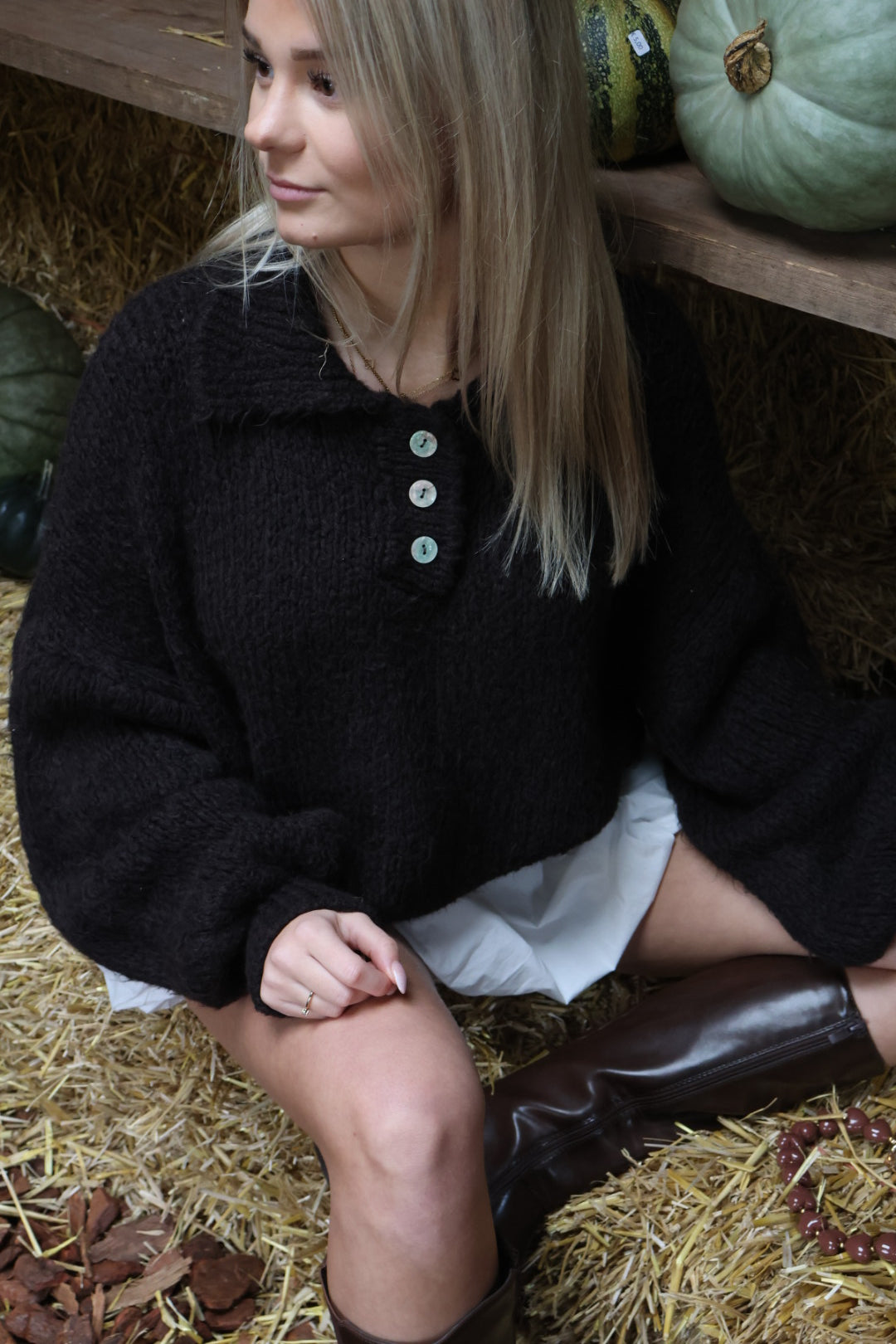 Cozy button knit - Brown