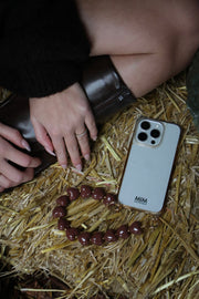 Chuncky hartjes telefoonkoord - Brown