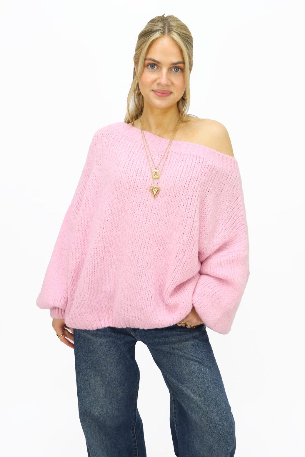 Get comfy knit off shoulder - Light pink