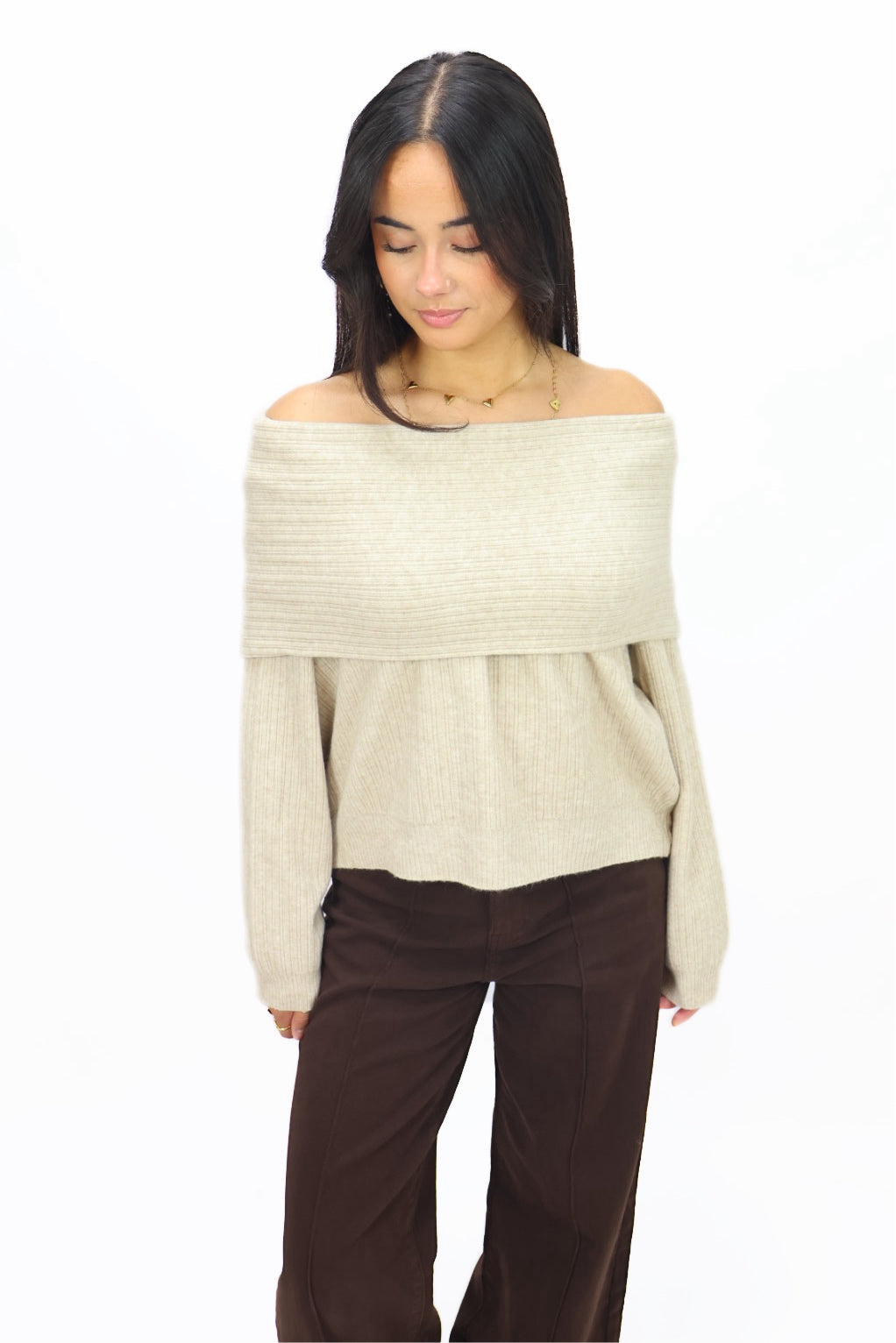 Kiki Off Shoulder Knit - Beige