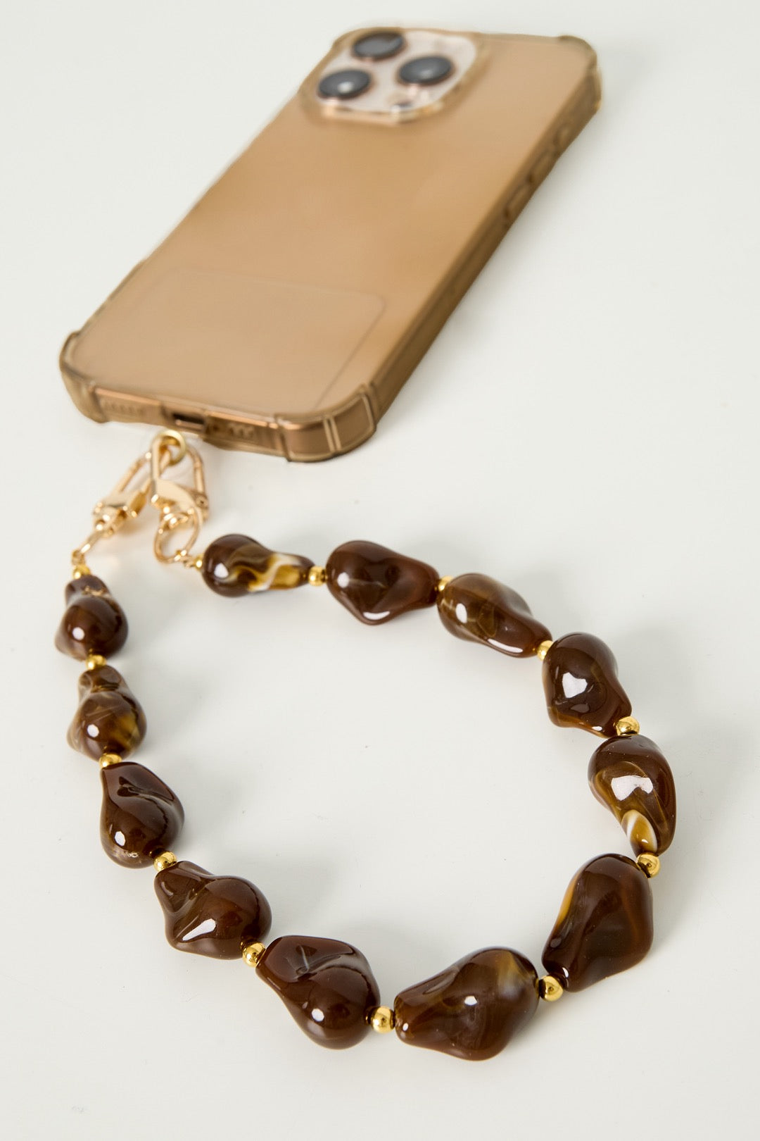 Beads telefoonkoord - Brown