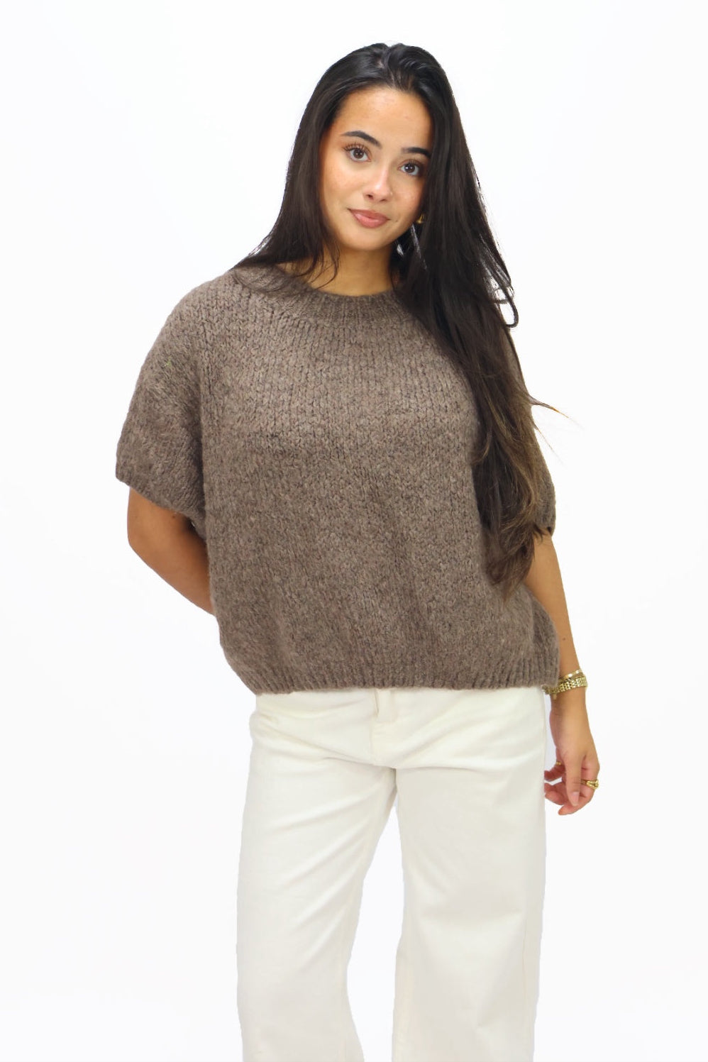 Get Comfy Knit korte mouw - Brown