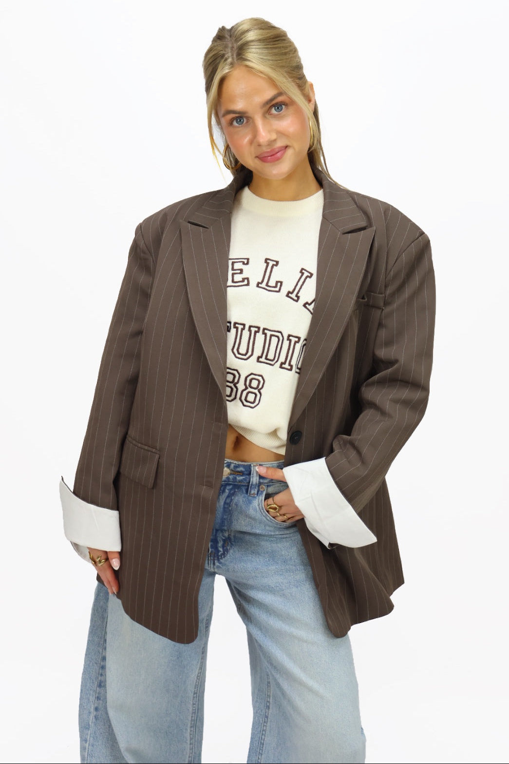 Teddy blazer striped - Brown