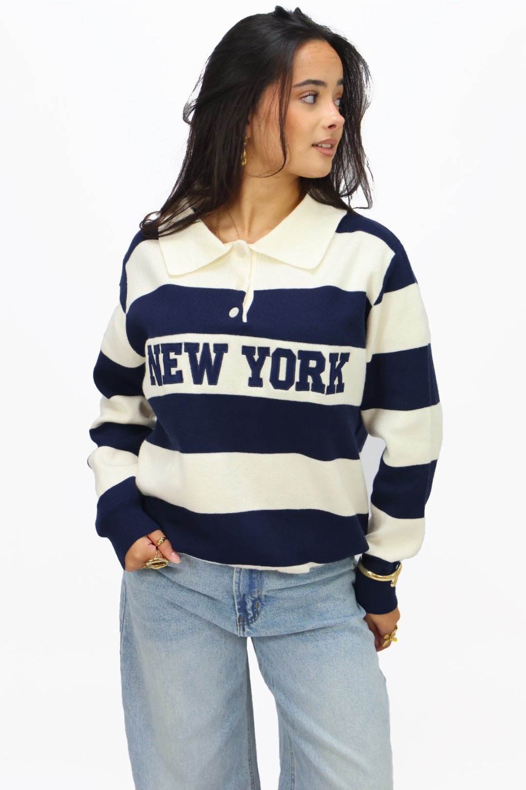 New york sweater - Creme/Navy