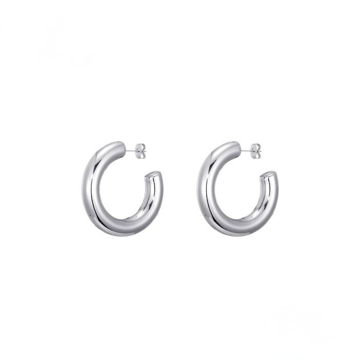 Chuncky hoops oorbellen - Silver