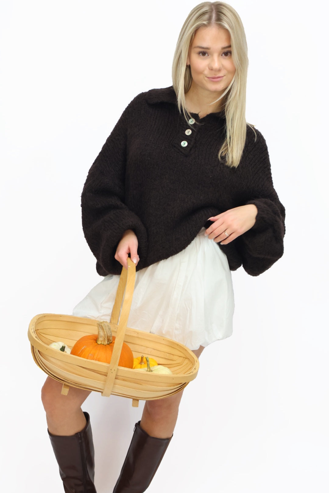 Cozy button knit - Brown