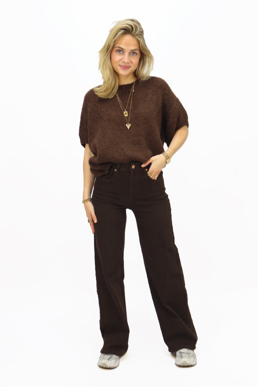 Kate Wide Leg Jeans - Brown | KT741-16