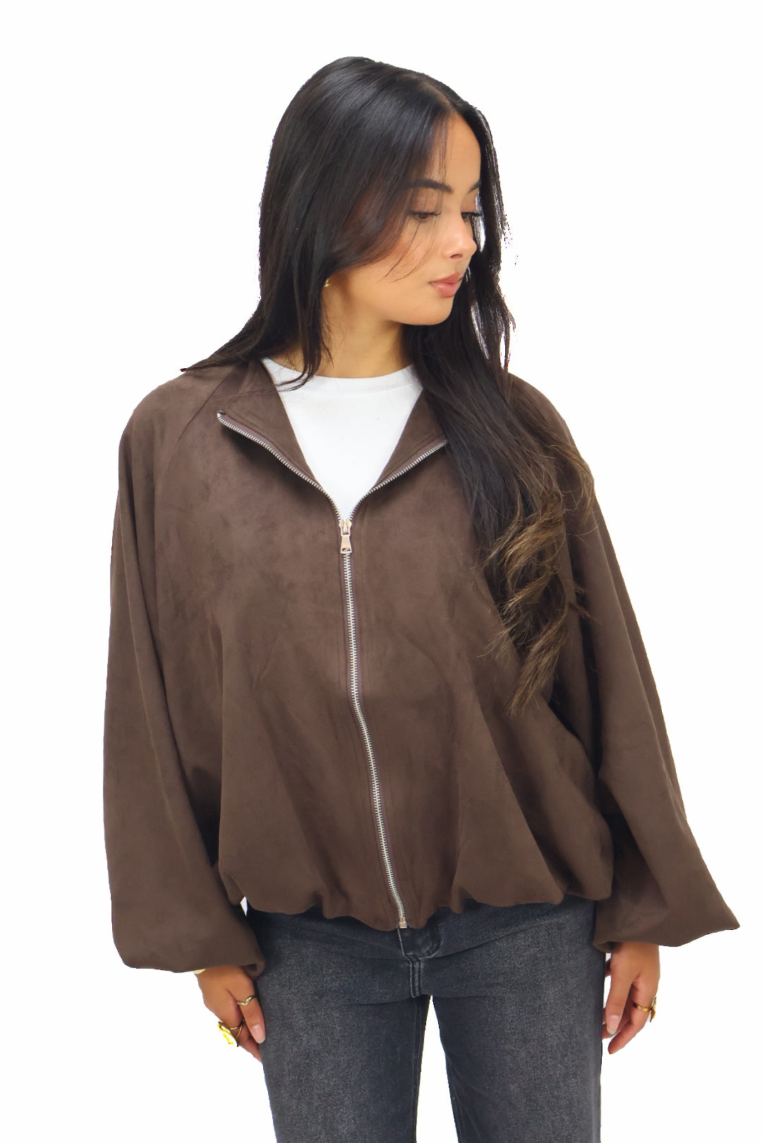 Maud Suede Look Jacket - Brown | Ambika