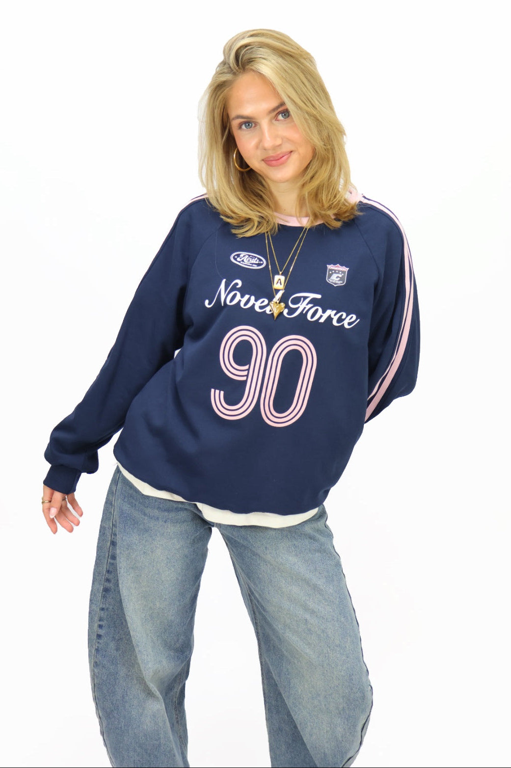 90 sweater - Navy/Pink