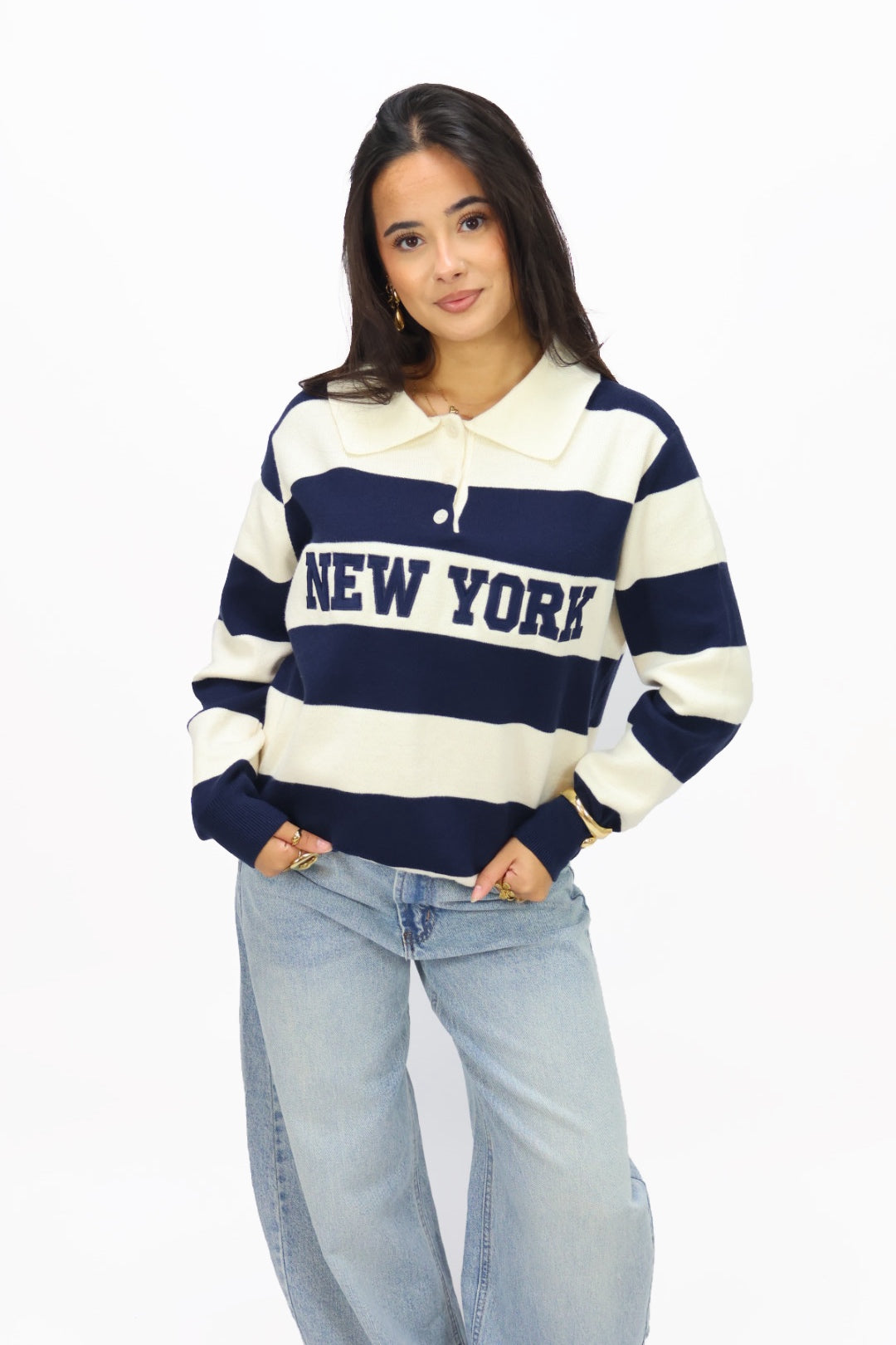 New york sweater - Creme/Navy