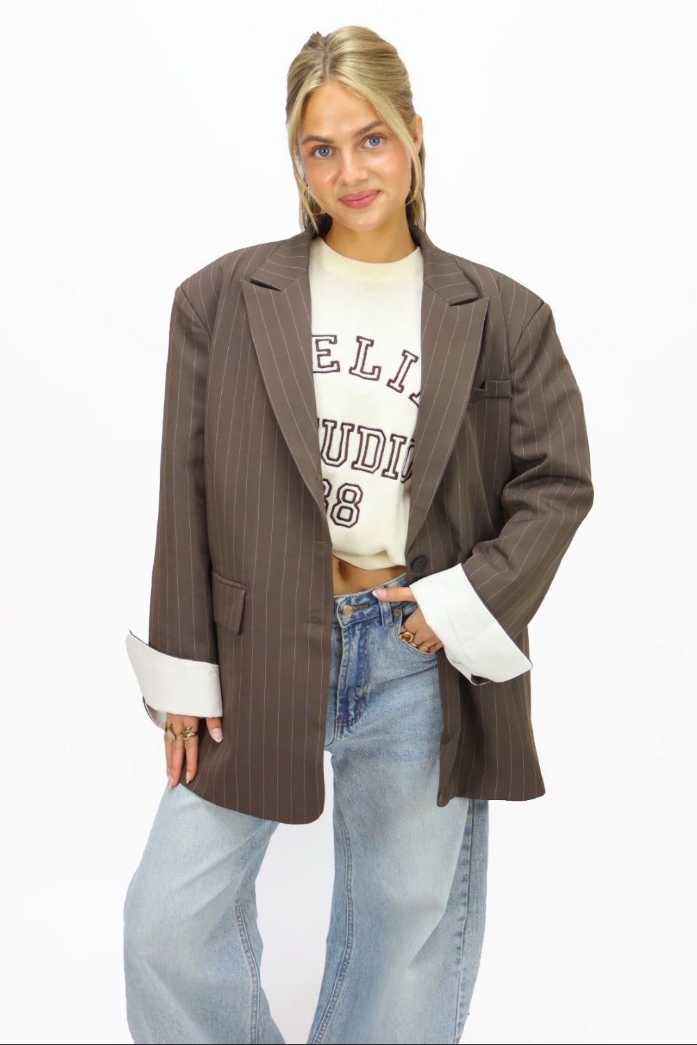 Teddy blazer striped - Brown