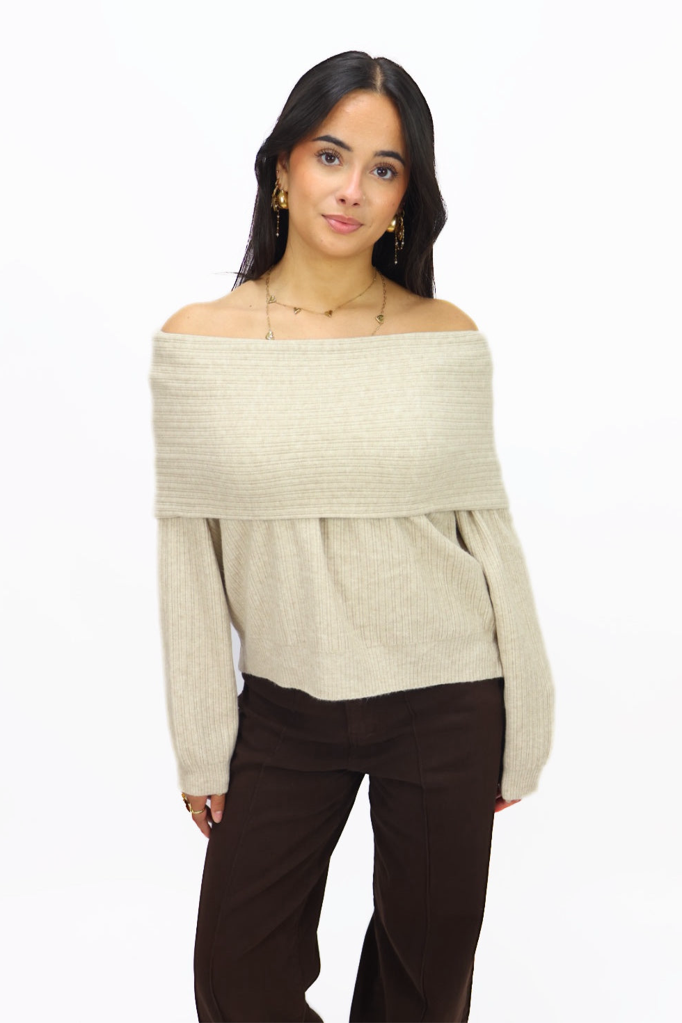 Kiki Off Shoulder Knit - Beige