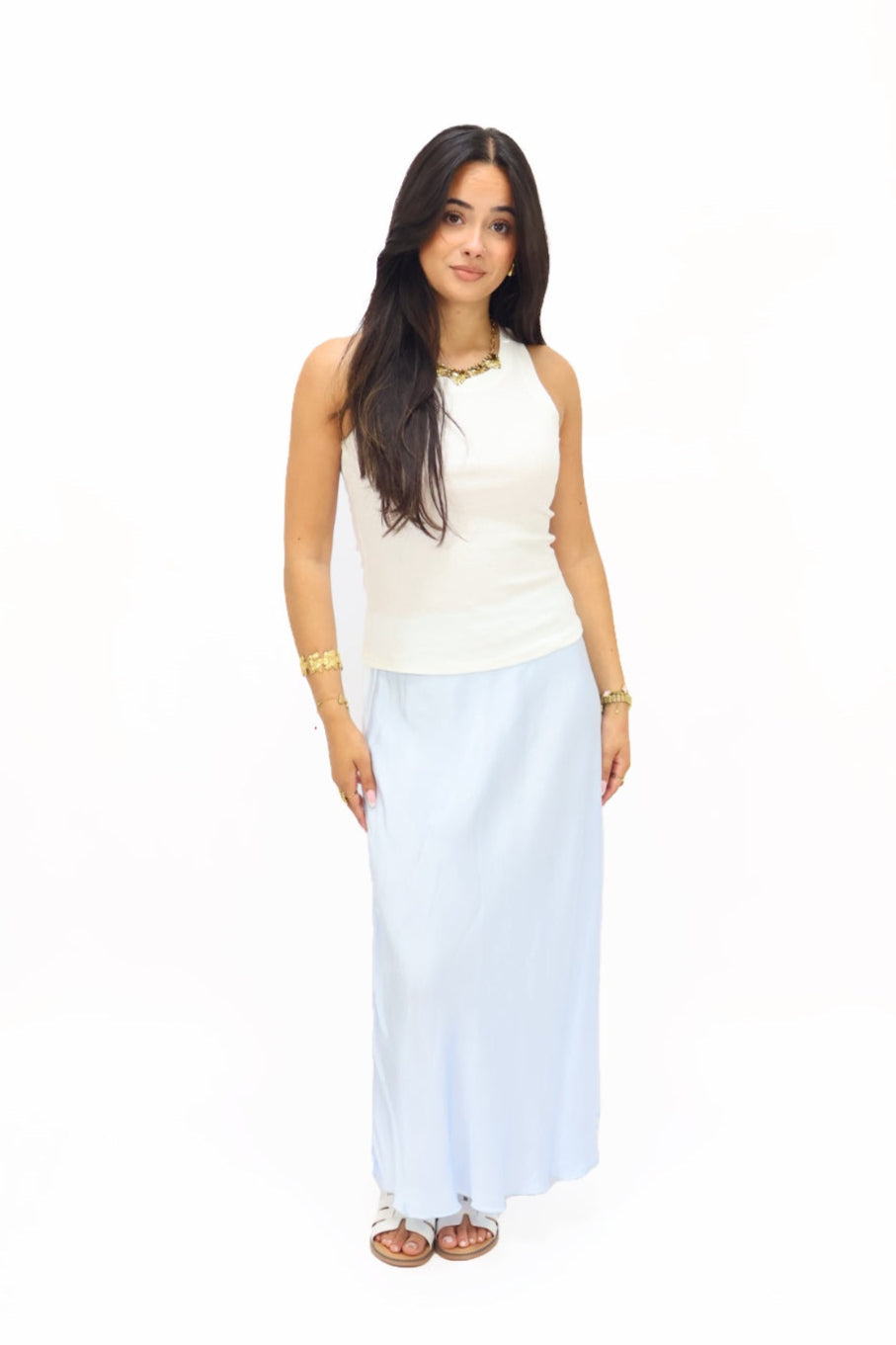Satin skirt - Light blue