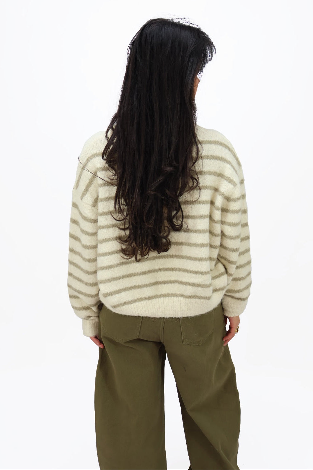 Linda sweater - Creme/Green