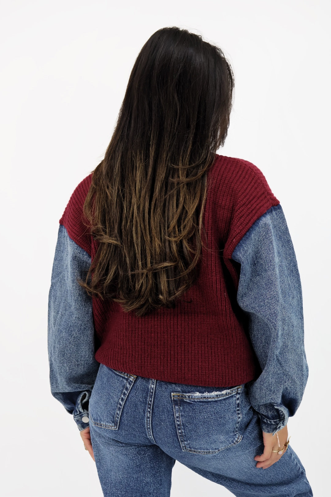 Denim Sweater - Bordeaux