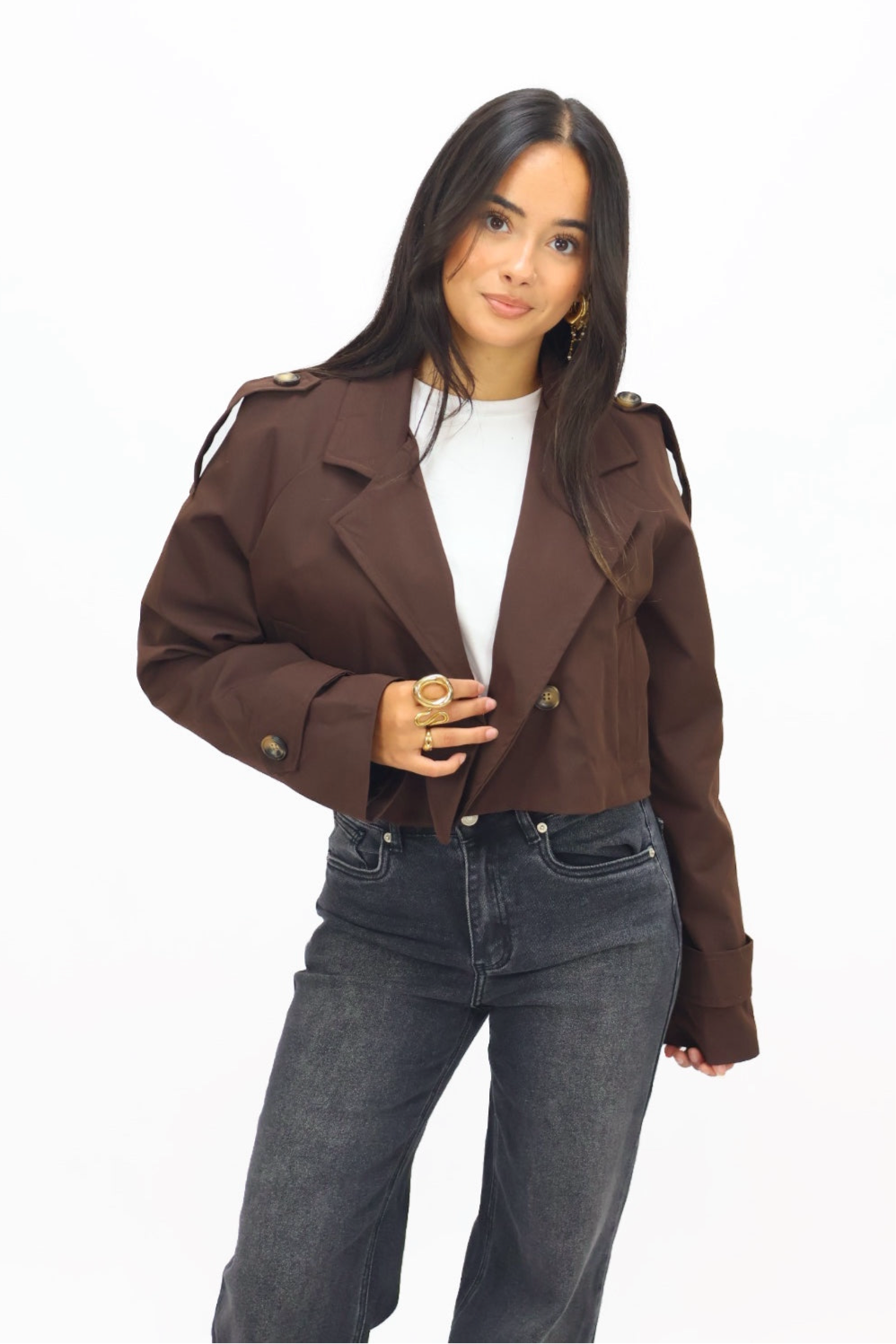 Emily cropped Trenchcoat - Brown