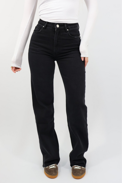 Denim Wide Leg Jeans - Black | W3636-7