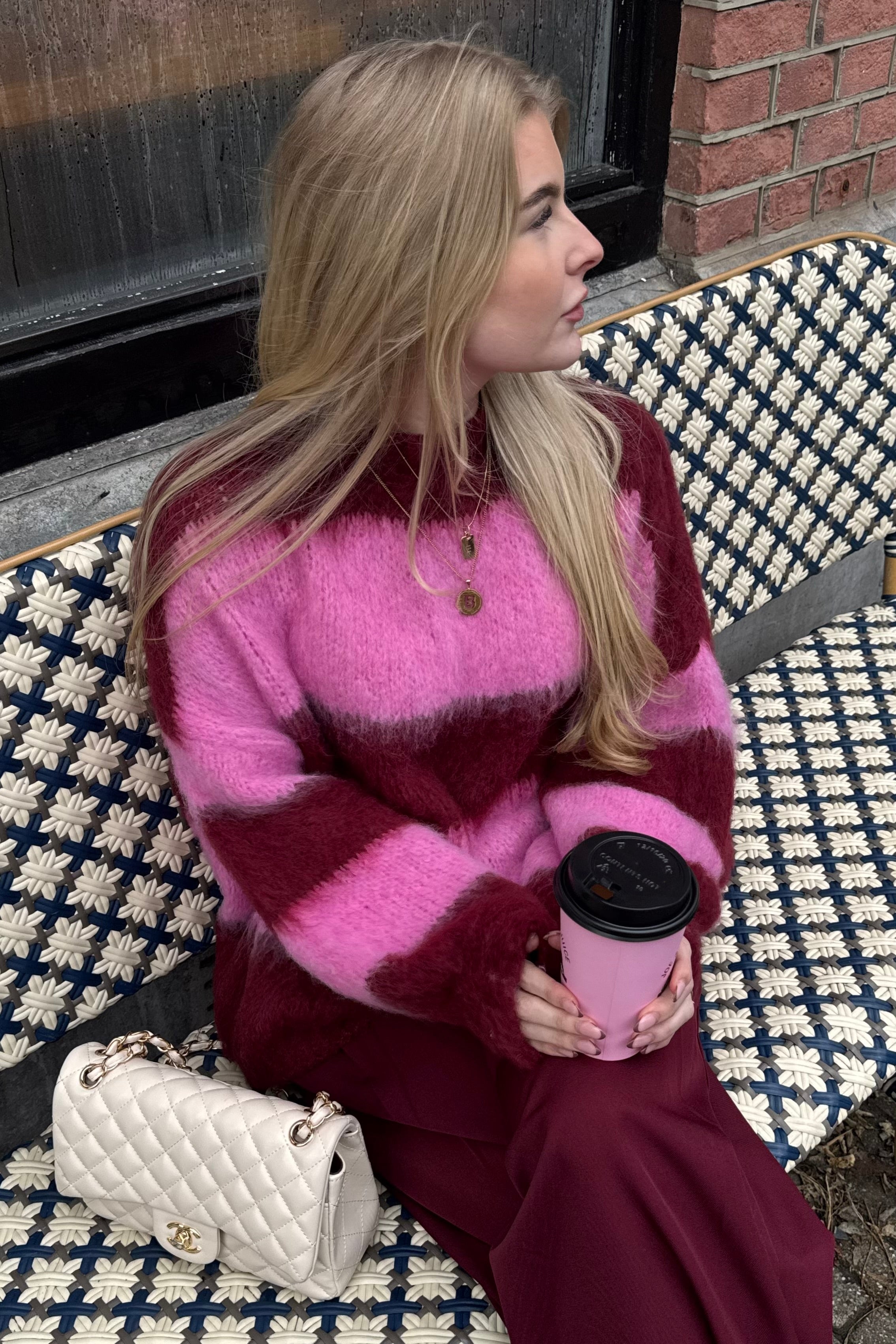Sophia sweater - Pink/bordeaux