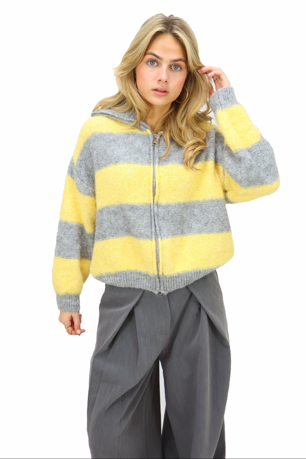 Semmy zip vest - Grey/Yellow