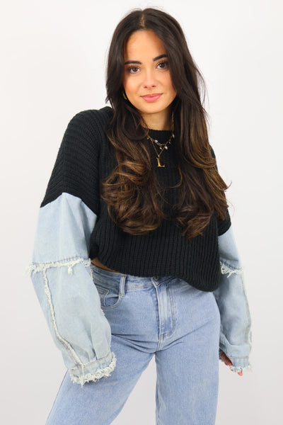 Light Denim Sweater - Black