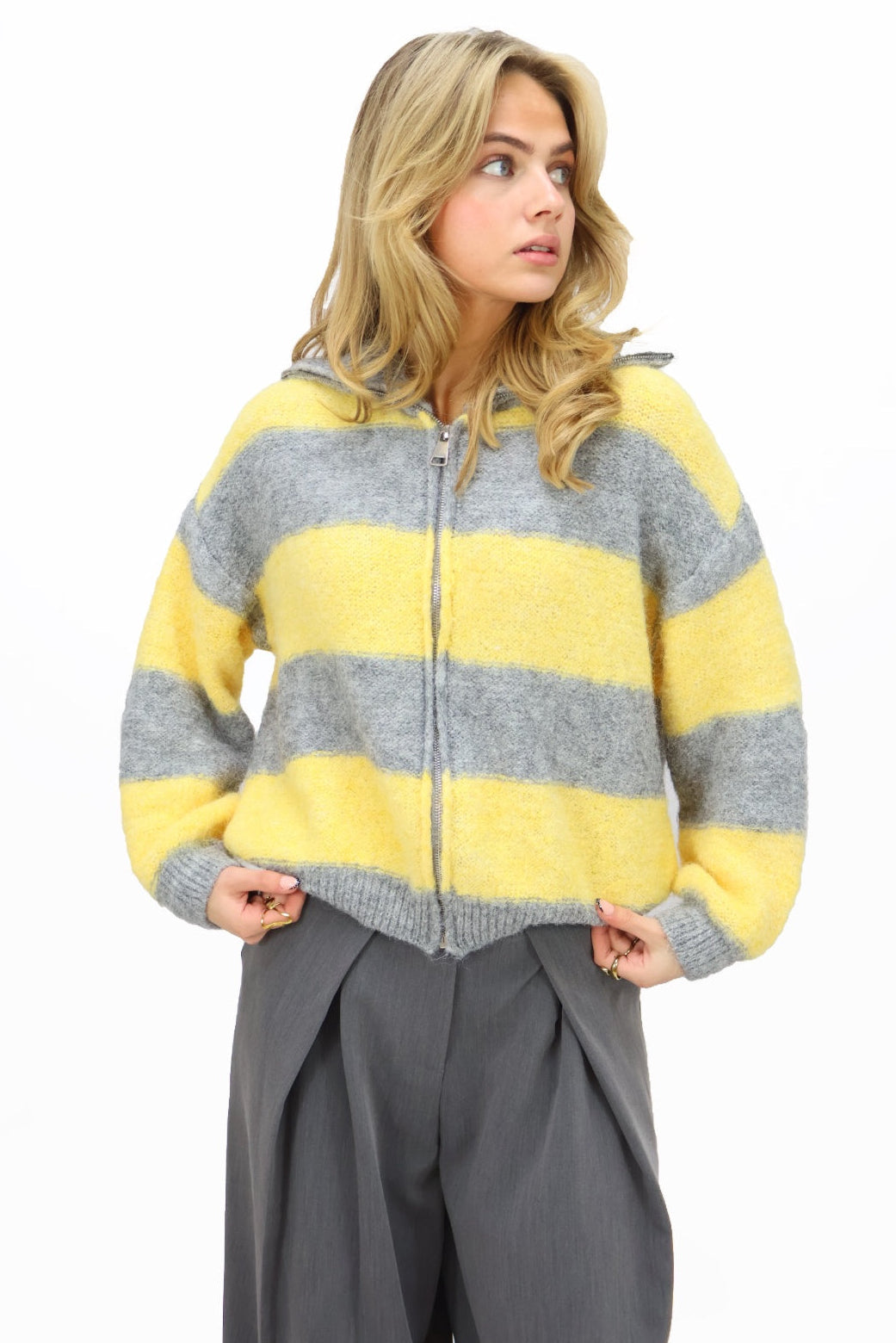 Semmy zip vest - Grey/Yellow