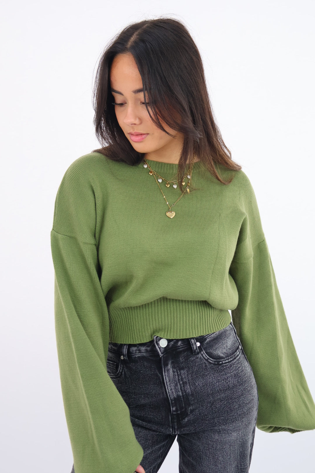 Nara Cropped Sweater - Green