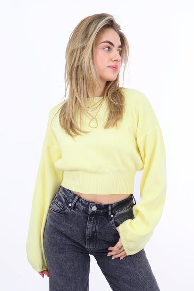 Nara Cropped Sweater - Soft Yellow