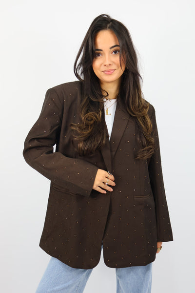 Ambika Rhinestones Blazer - Chocolate Brown