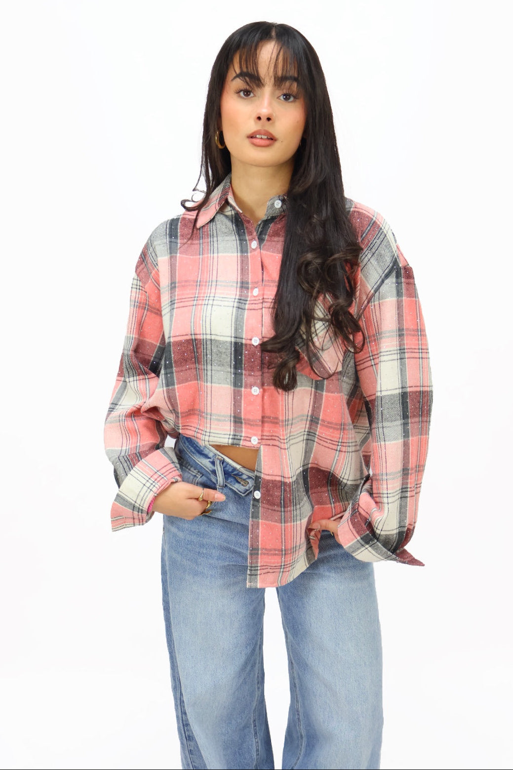 Rhinestone blouse - Coral