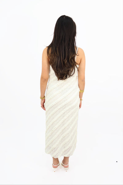 Lace ruffle  Dress - Creme