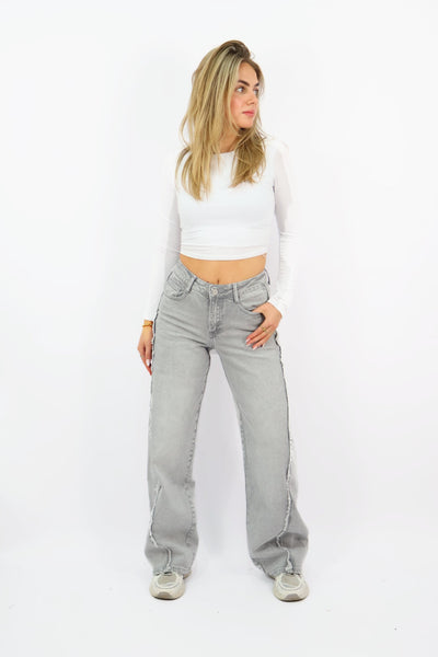 Jordan Wide Leg Jeans - Grey W3766-1