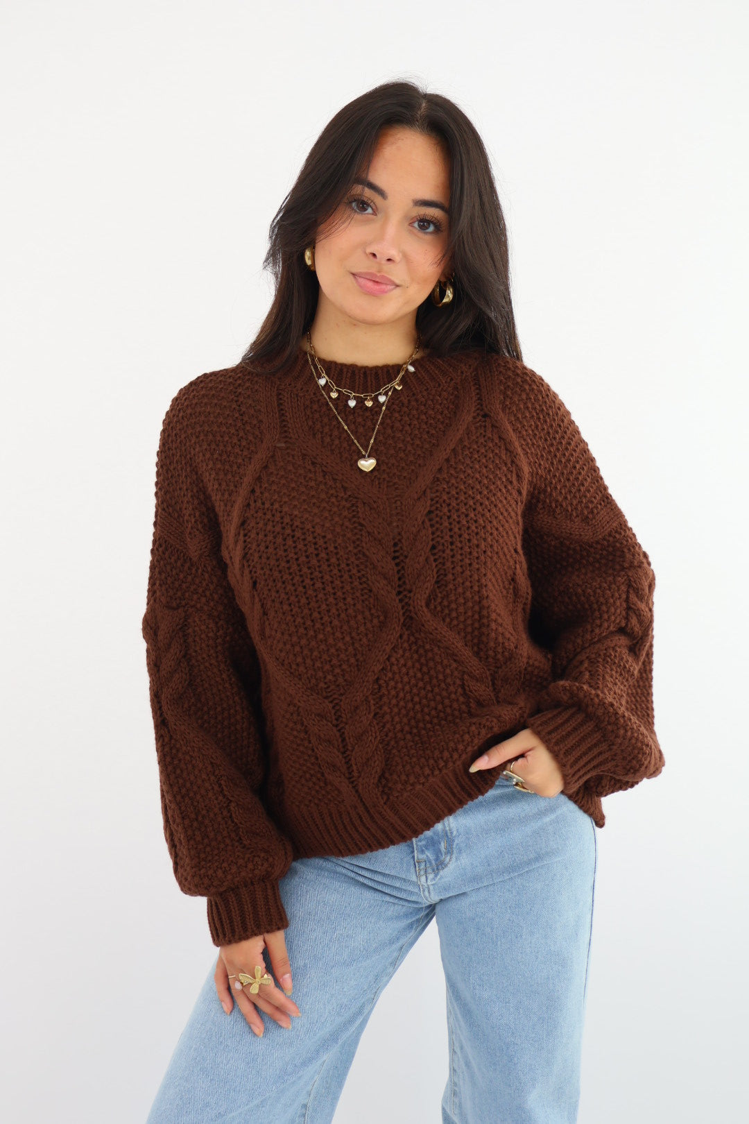 Britt Knit Sweater - Chocolate Brown