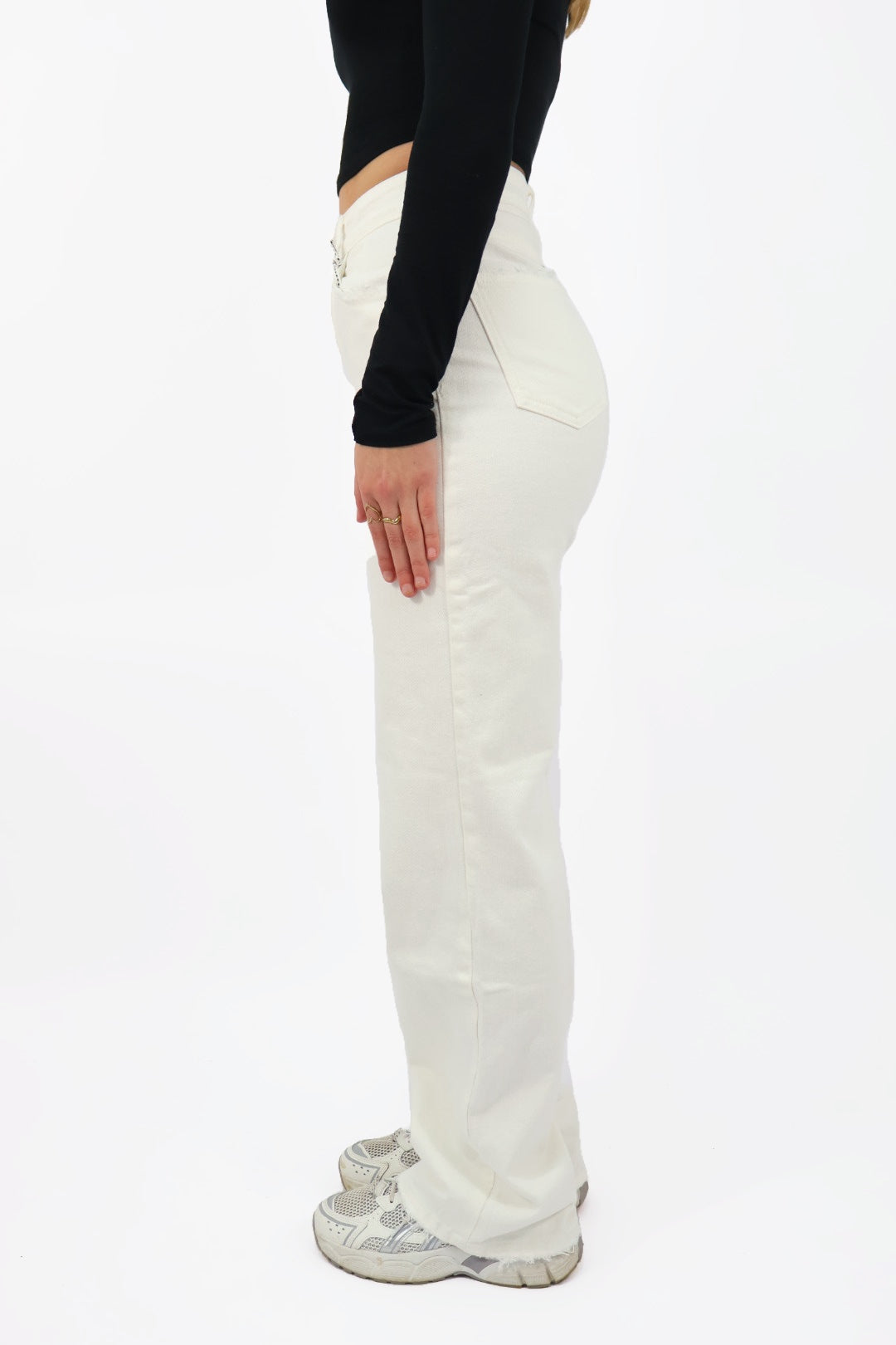 Lauren Wide Leg Jeans - White | W3376-B