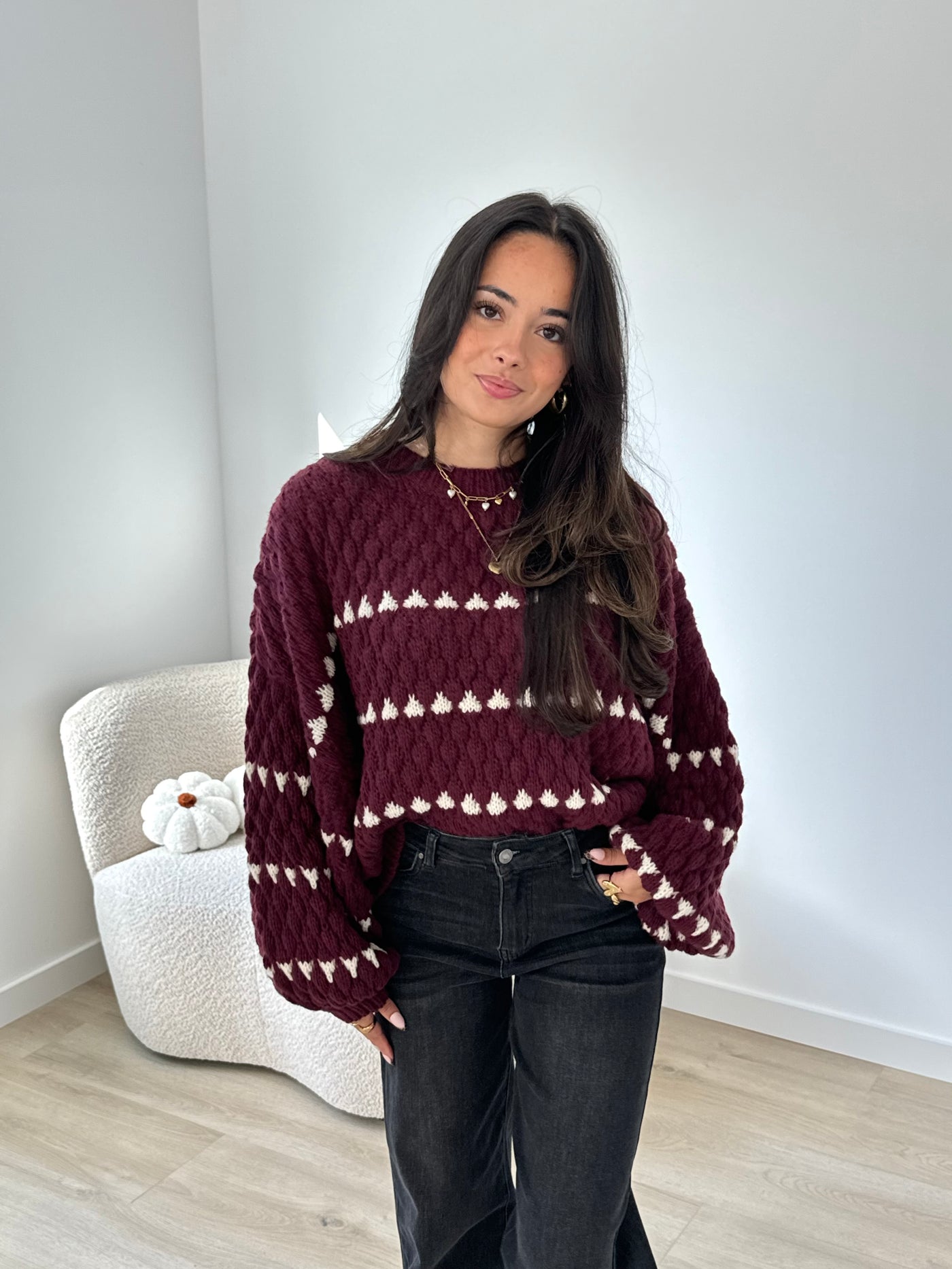 Hearts Knit Sweater Romy - Bordeaux