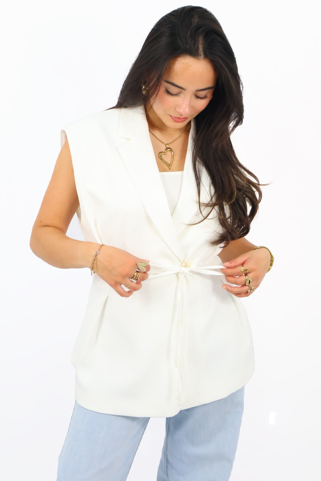 Polly blazer mouwloos - White