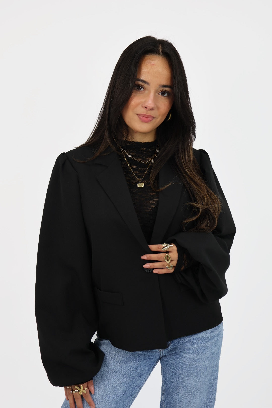 Puff Blazer Lisa Lange mouw - Black