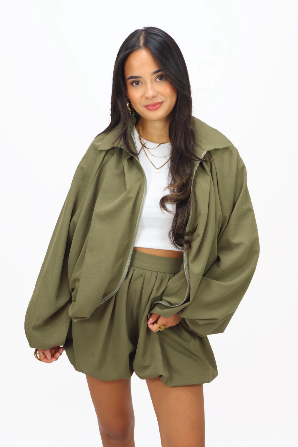 Ambika Balloon Skort - Army Green
