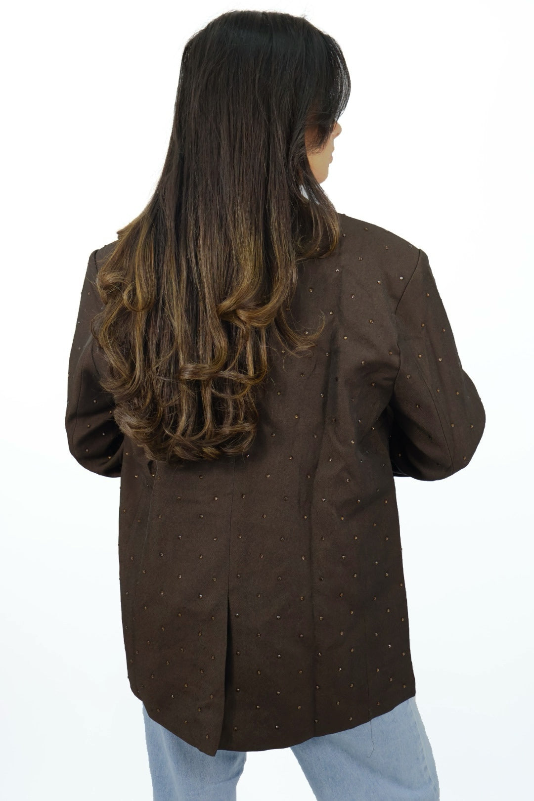 Ambika Rhinestones Blazer - Chocolate Brown