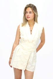 Playsuit mouwloos Ruffle  - Creme